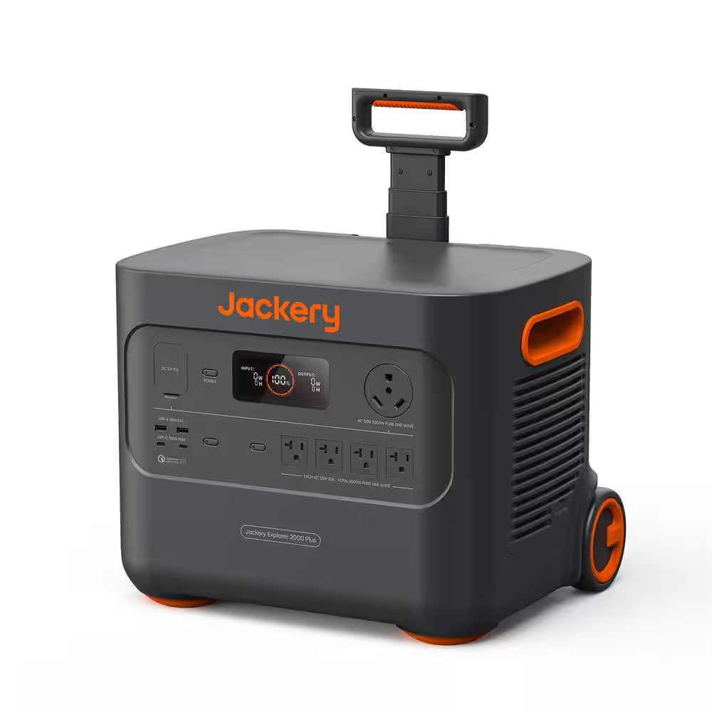 3000W Output/6000W Peak Portable Solar Power Station Explorer 2000 plus Push Start Battery Generator for Outdoors Home