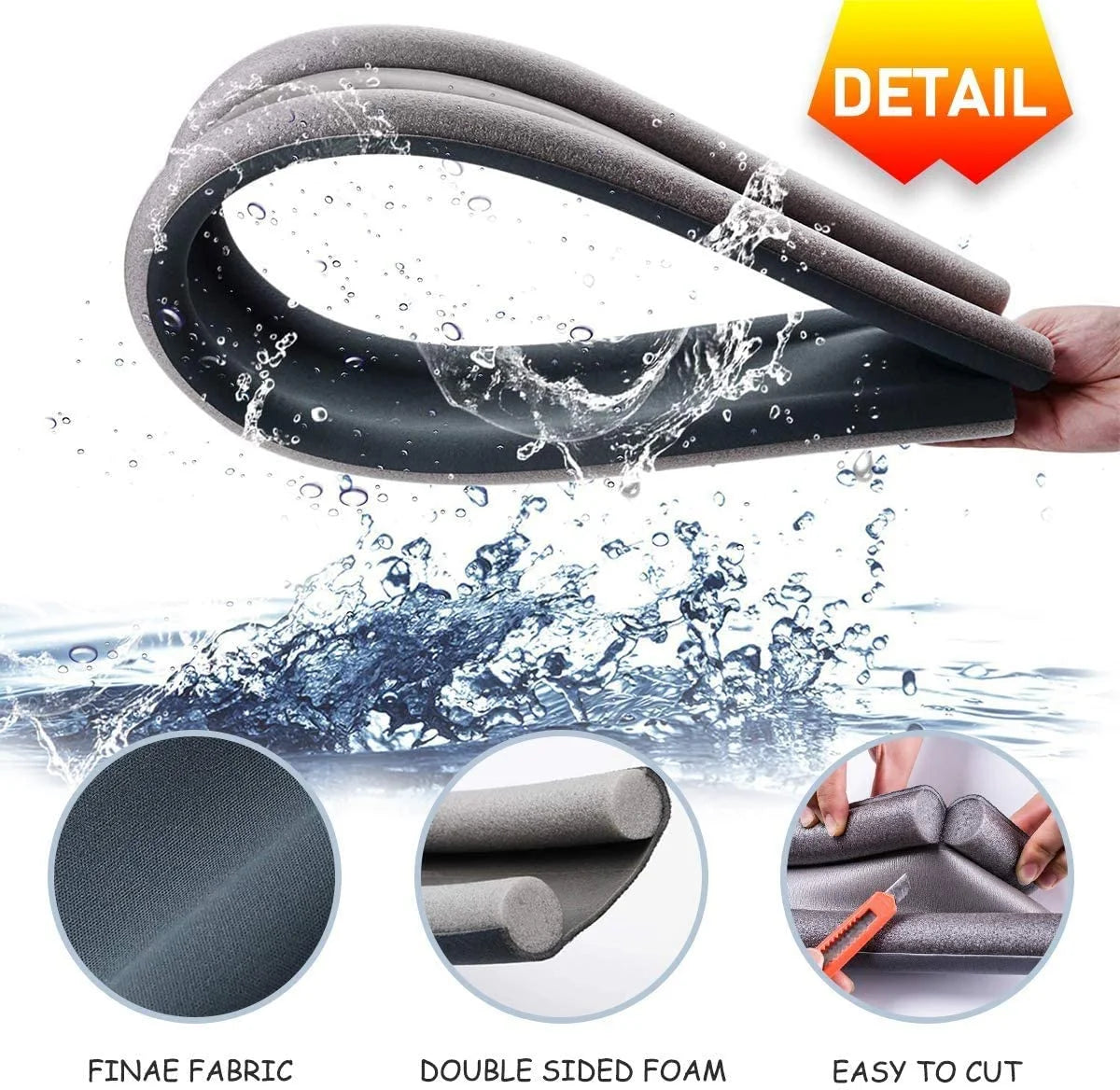 Under Door Draft Stopper 37 Inch Cuttable and Washable,Twin Door Draft Stopper,Energy Saving Door Weather Stripping Reduce Noise Window Breeze Blocker Adjustable Door Sweeps