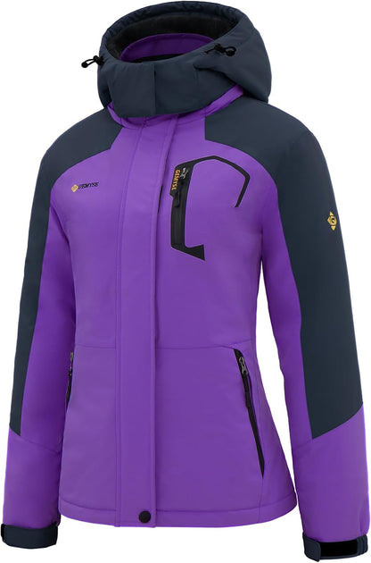 Women'S Ski Snow Jacket Warm Winter Waterproof Coat Snowboard Rain Jacket Hooded Windproof Windbreaker