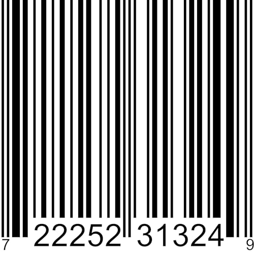 Barcode with a series of black and white bars and numbers.