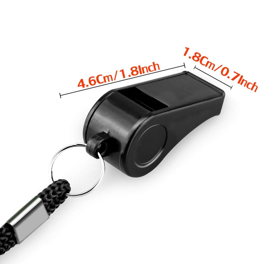 Black whistle with measurement details 