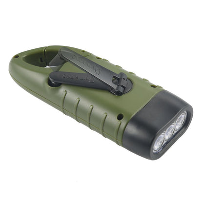 Green flashlight with a black switch 