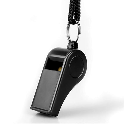 Black whistle with a lanyard 