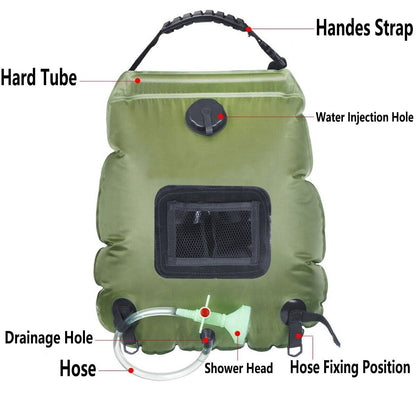 Solar Shower Bag 5 Gallons/20L Solar Heating Camping Shower Bag for Camping