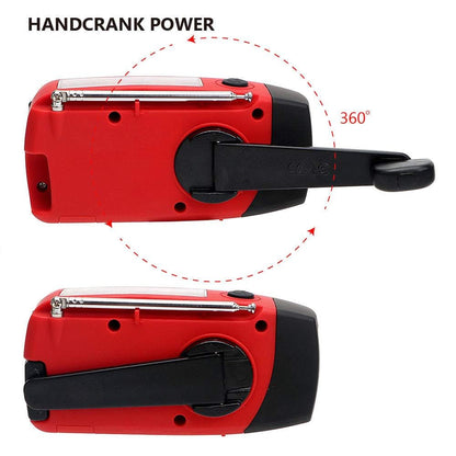 TFTDOUP FM/AM/NOAA Weather Radio Hand Crank Self Powered Solar Portable Mini Emergency Survival Radios with 3 LED Super Bright Flashlight 2000mah Battery Operated Power Smart Phone Charger,SOS