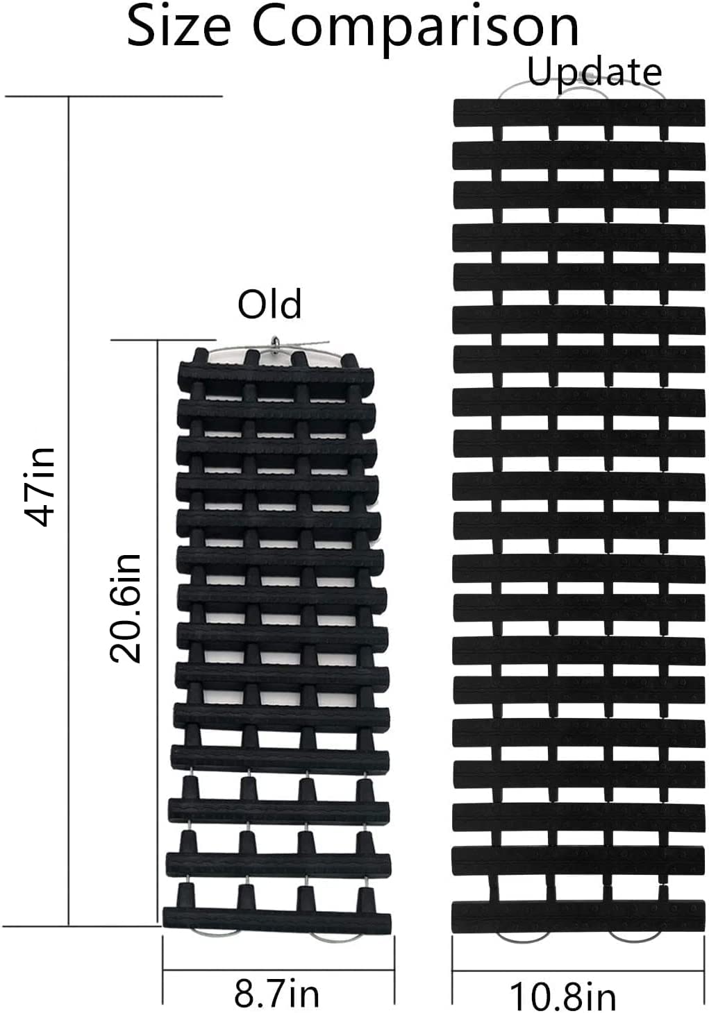 Tire traction mats size comparison upgrade from 8.7in to 10.8in width for better grip and off-road recovery 
