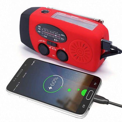 TFTDOUP FM/AM/NOAA Weather Radio Hand Crank Self Powered Solar Portable Mini Emergency Survival Radios with 3 LED Super Bright Flashlight 2000mah Battery Operated Power Smart Phone Charger,SOS