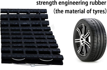 Heavy-duty engineering rubber tire traction mats with durable anti-slip design for snow, mud and off-road recovery 