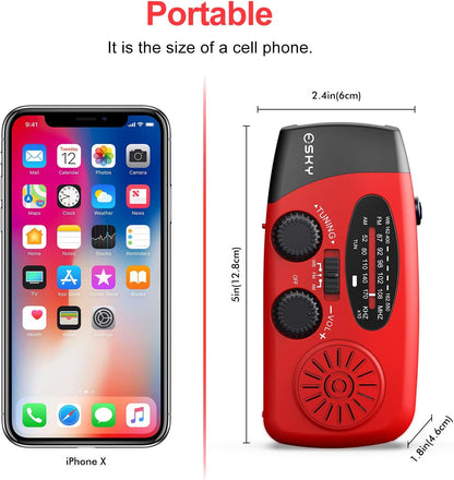 Emergency Hand Crank Radio 7400Mwh with 3 LED Flashlight, AM/FM/NOAA Portable Weather Radio with Power Bank Phone Charger, Solar Powered Rechargeable Radio for Indoor Survival Camping, SOS Alarm