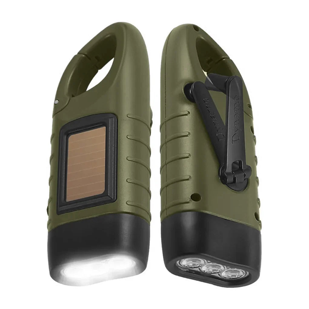 Portable LED Flashlight Tent Light Hand Crank Dynamo Solar Power Torch for Outdoor Camping Hiking Long-Range Emergency Lantern