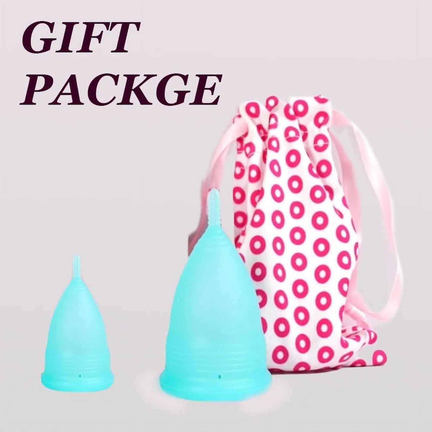 Reusable Menstrual Cup Set - the Most Reliable Medical Grade Silicone Period Cups - Comfortably Use for 12 Hours (2 Small Cups, Blue)