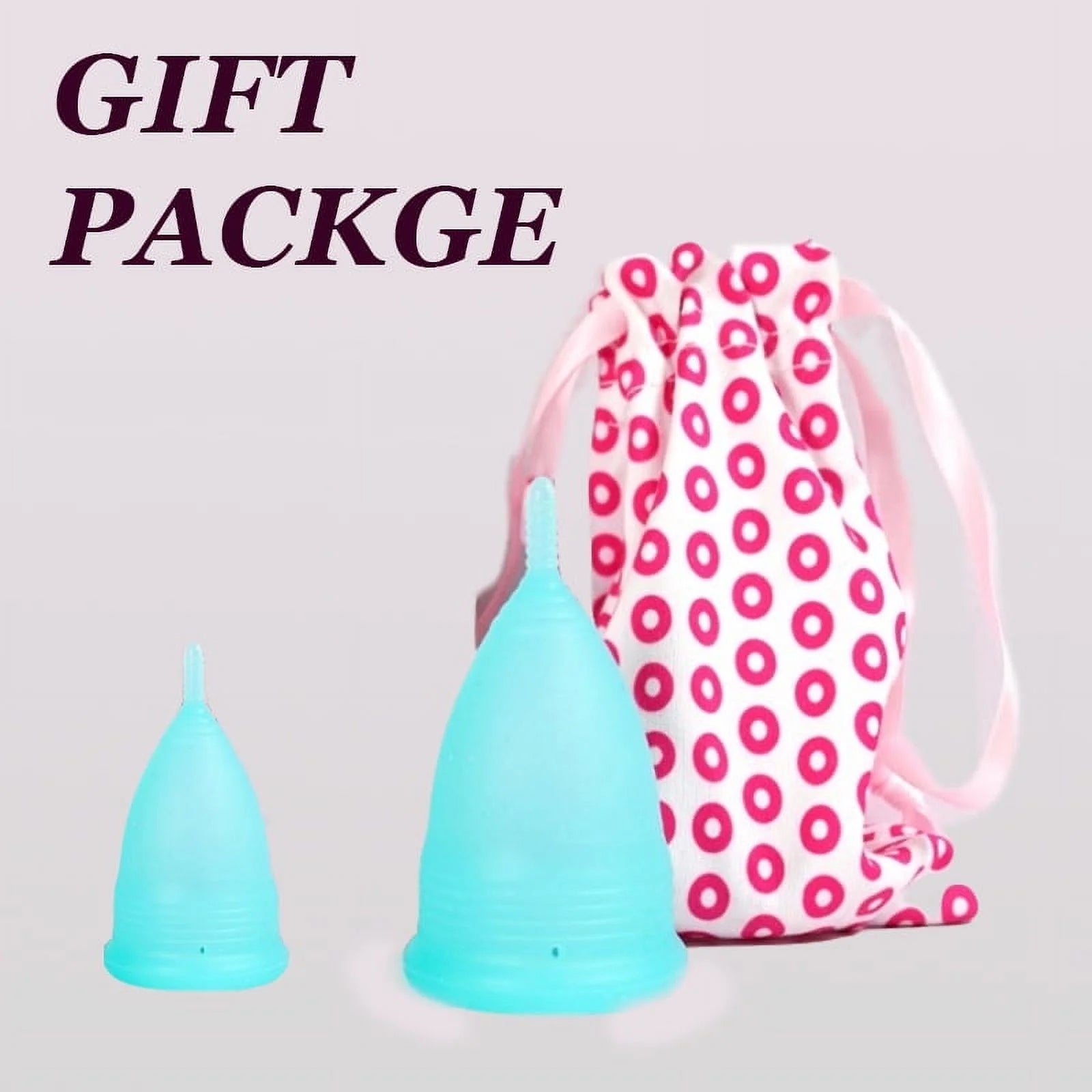 Reusable Menstrual Cup Set - the Most Reliable Medical Grade Silicone Period Cups - Comfortably Use for 12 Hours (2 Small Cups, Blue)