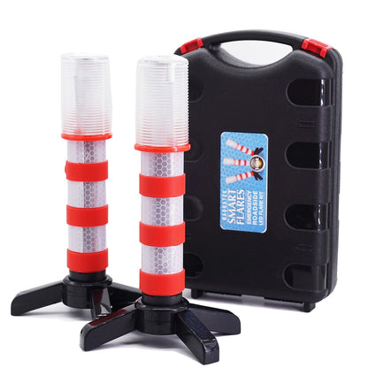 Led Road Flares Emergency Lights 2 Pack - Emergency Roadside Lights with Magnetic Base and Stand for Car Marine Vehicles Trucks - Comes in Solid Storage Case - Beacon Safety Strobe Light Warning Alert