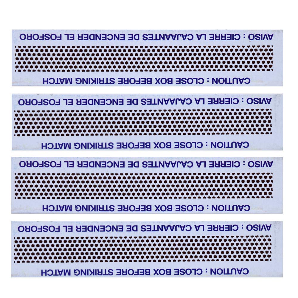 Close-up of striker plate strips for box sealing machine with warning text for safe operation and handling
