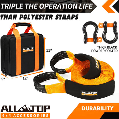 Alltop 4x4 accessories with black and orange straps and carrying case 