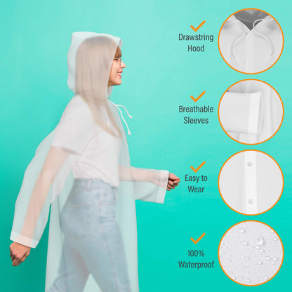 Hagon PRO Rain Coats (2 Pack) - EVA Rain Poncho for Women and Men, Reusable Raincoat