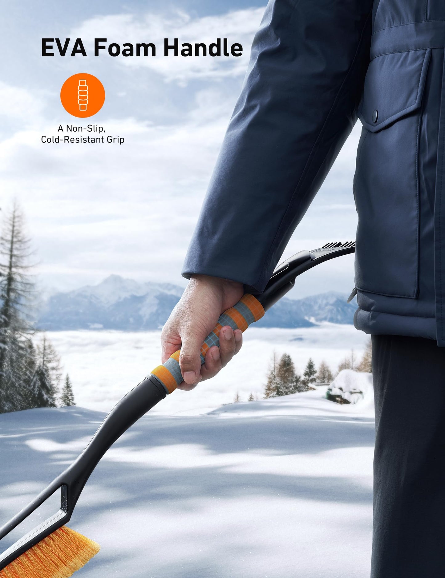 AstroAI 27" Snow Brush and Ice Scrapers for Car Windshield, Detachable Snow Scrapers