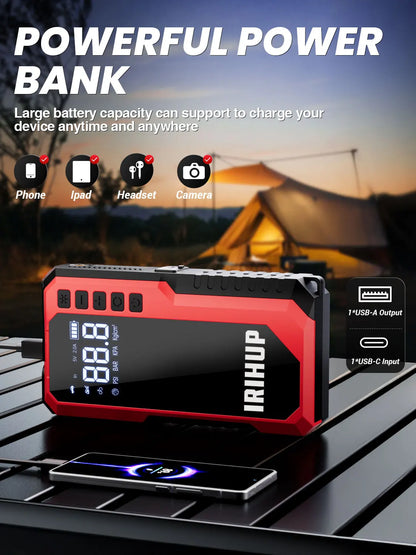 Jump Starter with Air Compressor, 150PSI Portable Tire Inflator & 3000A Car Battery Jump Starter,12V Car Battery Boosterht