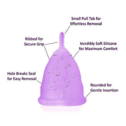 Reusable Menstrual Cup Set - the Most Reliable Medical Grade Silicone Period Cups - Comfortably Use for 12 Hours (2 Small Cups, Blue)