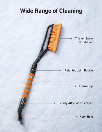 AstroAI 27" Snow Brush and Ice Scrapers for Car Windshield, Detachable Snow Scrapers