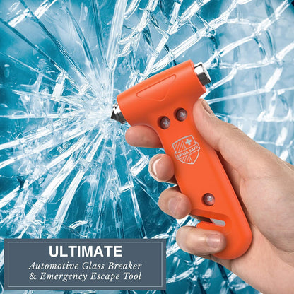Swiss Safe Durable 5-1 Car Safety Hammer Window Breaker Breaker Tool w/Seatbelt Cutter - Emergency Escape Glass Hammer - Truck, Car Safety Essentials & Accessories - Orange, 2 Pack
