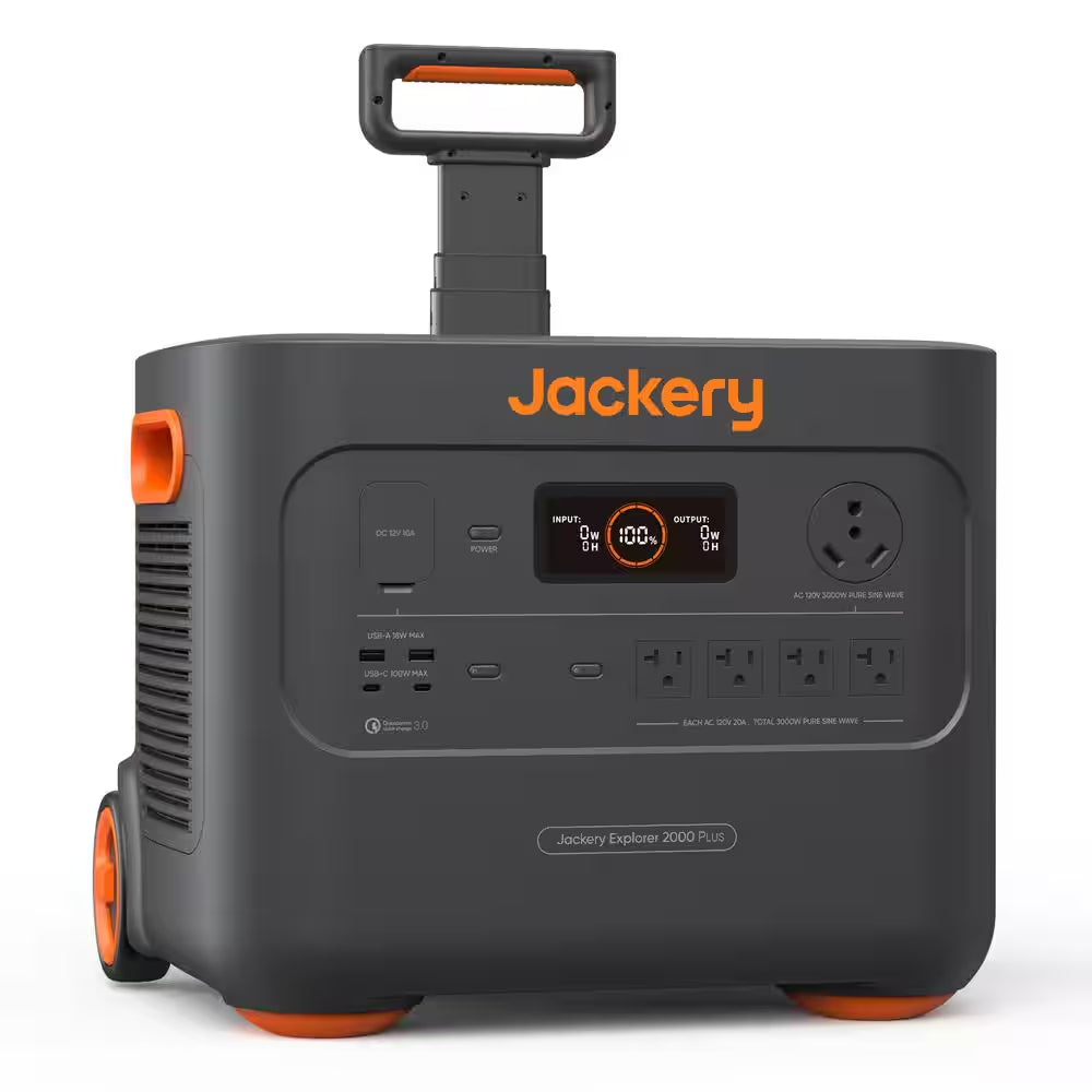 3000W Output/6000W Peak Portable Solar Power Station Explorer 2000 plus Push Start Battery Generator for Outdoors Home