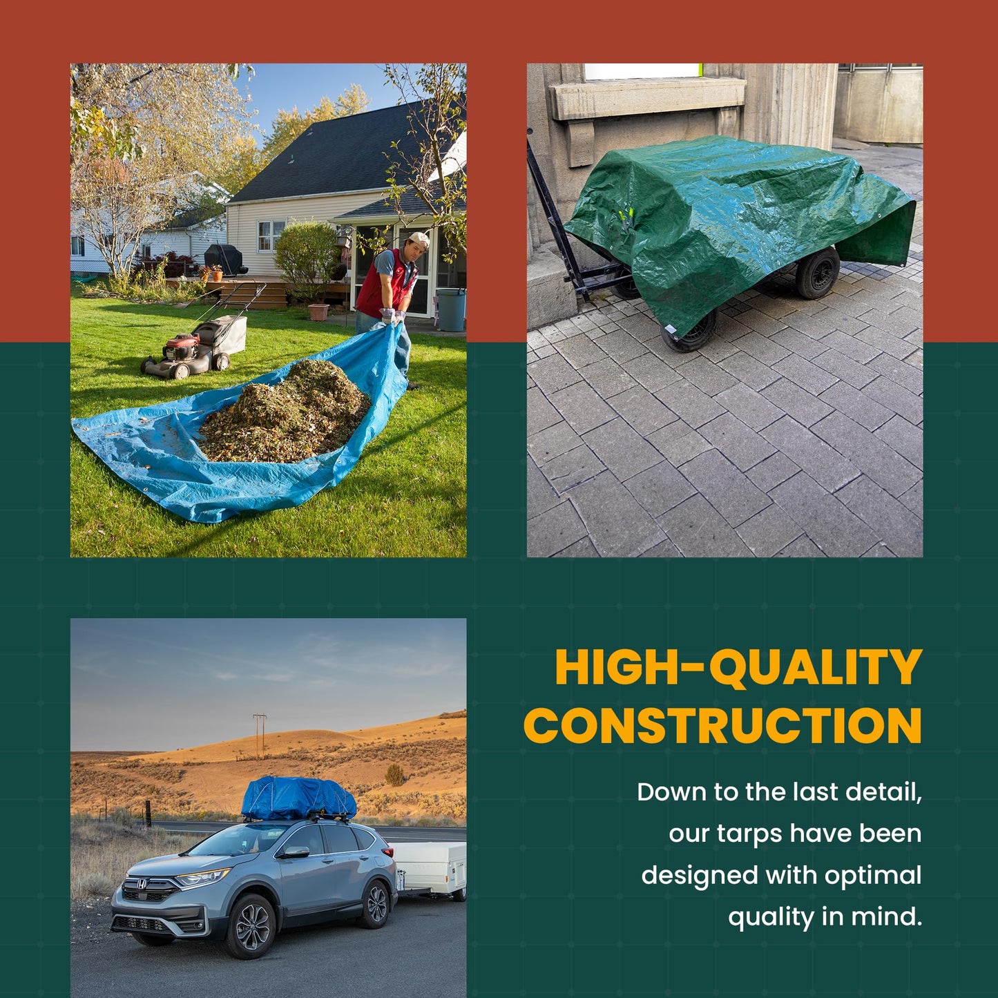 Large Waterproof Tarp- Heavy Duty Thick Poly Tarpaulin - Multipurpose Protective Tarps with Grommets for Indoor and Outdoor Use