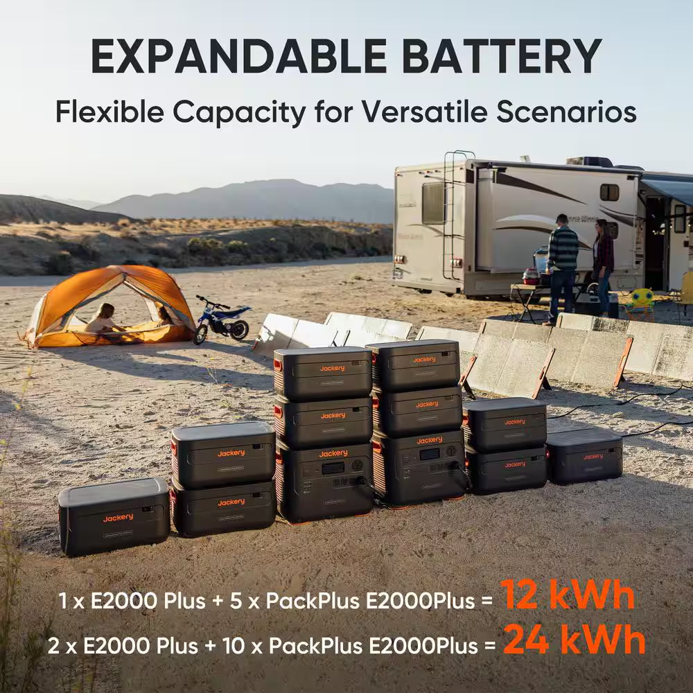 3000W Output/6000W Peak Portable Solar Power Station Explorer 2000 plus Push Start Battery Generator for Outdoors Home