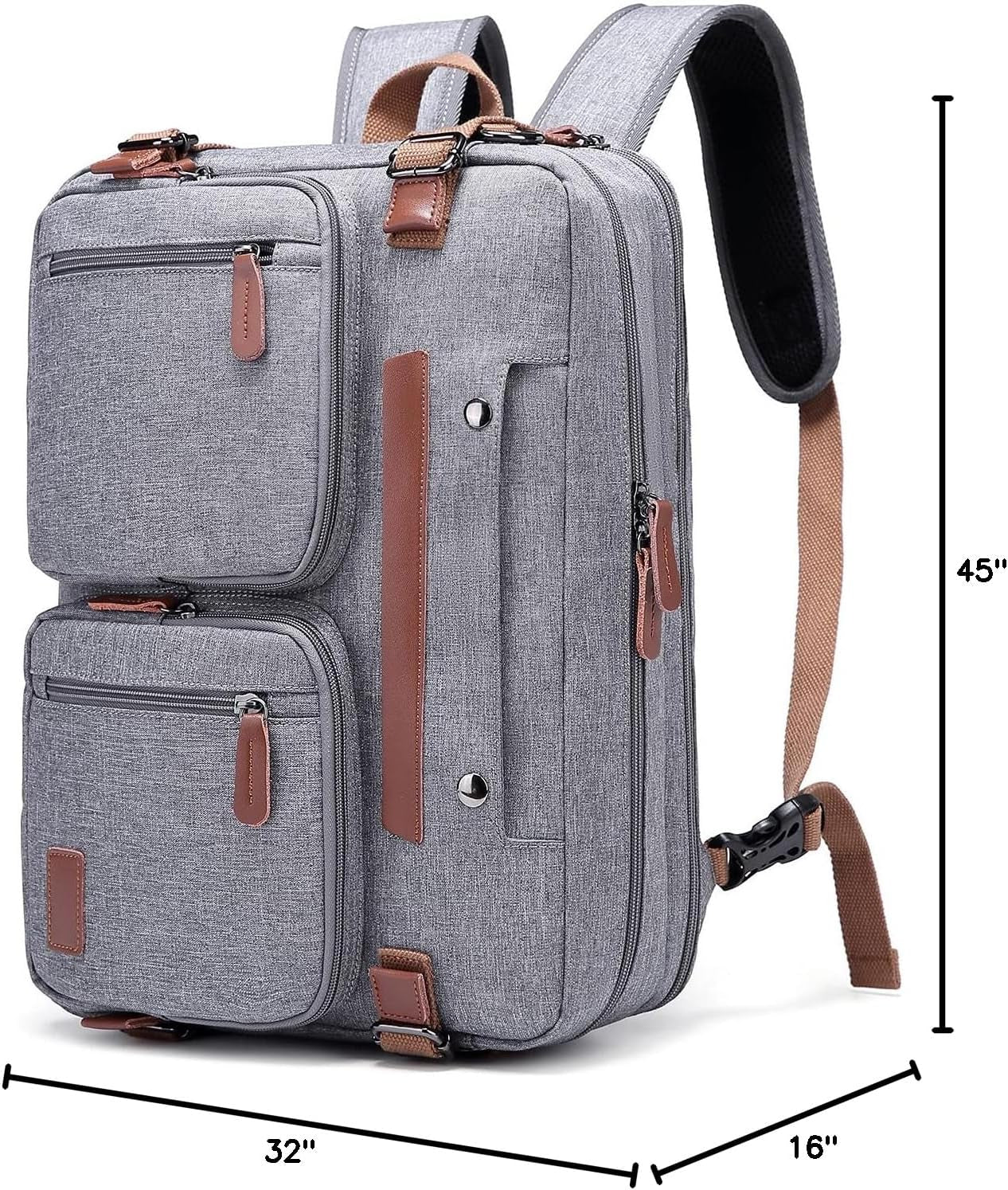 3 in 1 Laptop Bag for Men, 17.3 Inch Work Bags for Men, Laptop Backpack, Briefcases, Messenger Bag, Computer Bags for Laptops for Men Women, Black