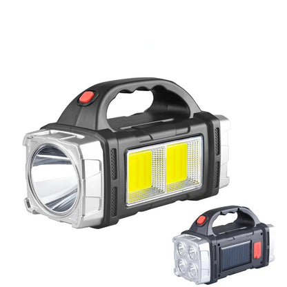 Solar LED Flashlight Portable USB Rechargeable Flashlight Waterproof COB Torch Light Powerful Solar Light for Camping Hiking