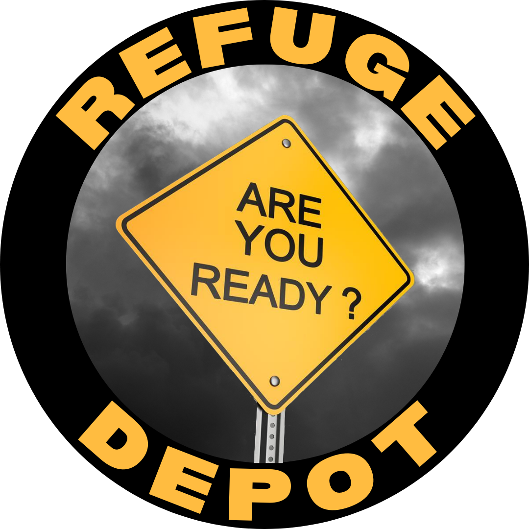 Circular logo with a yellow warning sign and text 'Are You Ready?' inside, surrounded by 'REFUGE DEPOT' text.