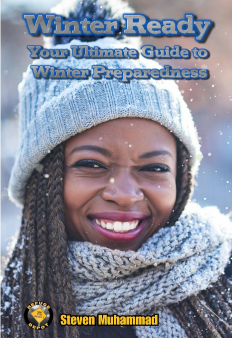 Book cover with a person wearing winter clothing and text 'Winter Ready: Your Ultimate Guide to Winter Preparedness' by Steven Muhammad.
