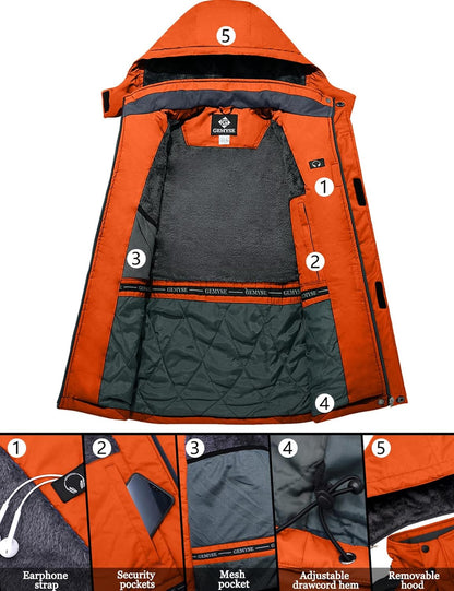 Men'S Ski Snow Jacket Warm Winter Waterproof Coat Snowboard Rain Jacket Hooded Windproof Windbreaker