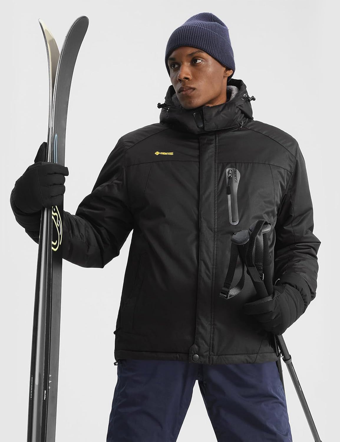 Men'S Ski Snow Jacket Warm Winter Waterproof Coat Snowboard Rain Jacket Hooded Windproof Windbreaker
