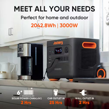 3000W Output/6000W Peak Portable Solar Power Station Explorer 2000 plus Push Start Battery Generator for Outdoors Home