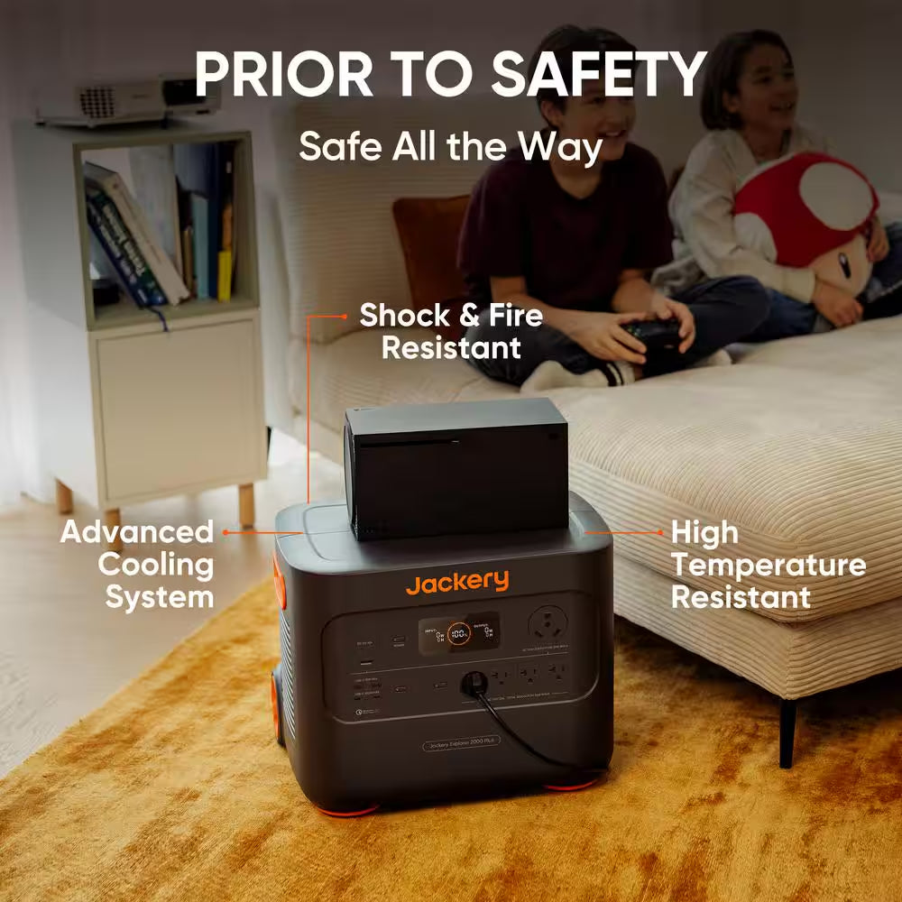 3000W Output/6000W Peak Portable Solar Power Station Explorer 2000 plus Push Start Battery Generator for Outdoors Home