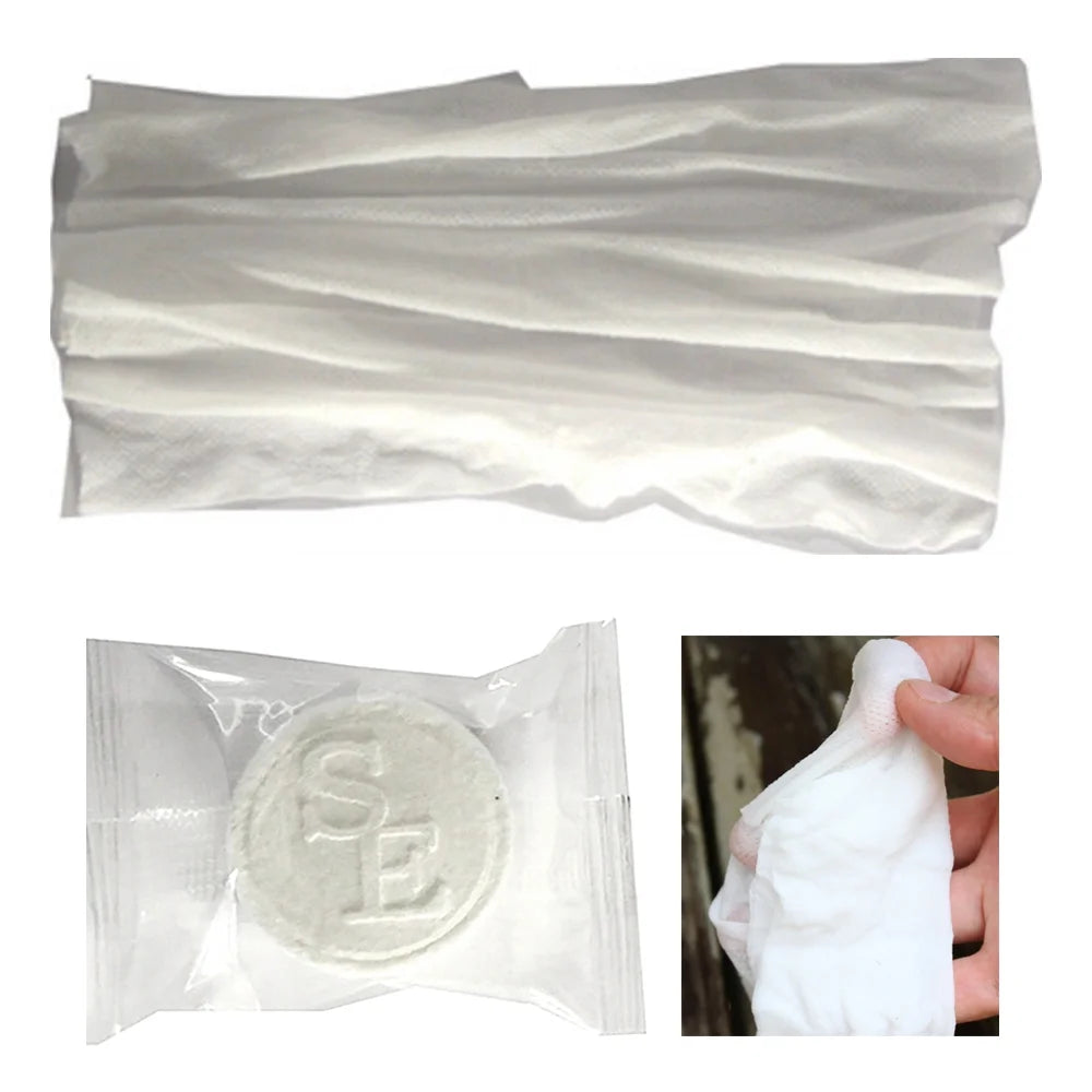 24 X Tablet Wash Cloths Compressed Towels Capsules Camping Wipes Survival Kits