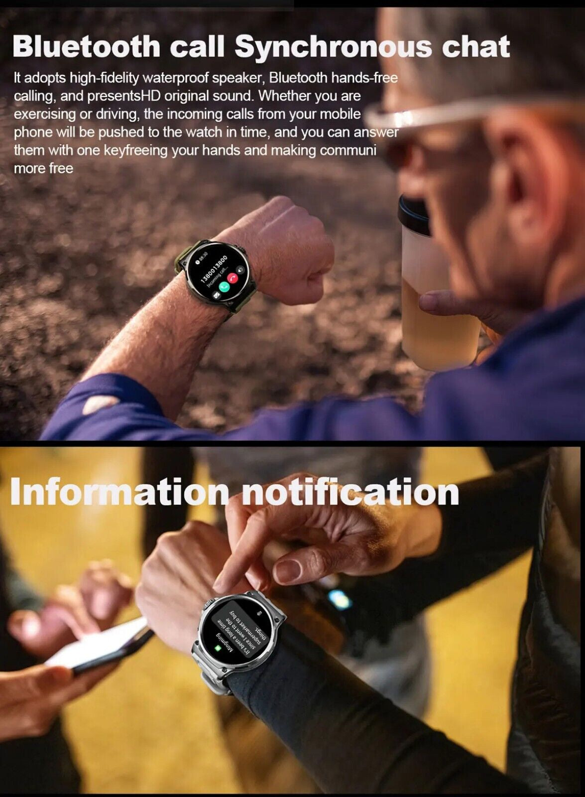 1.85" Ultra HD Smartwatch GPS Bluetooth Call Health Monitoring Watch Gym Gift