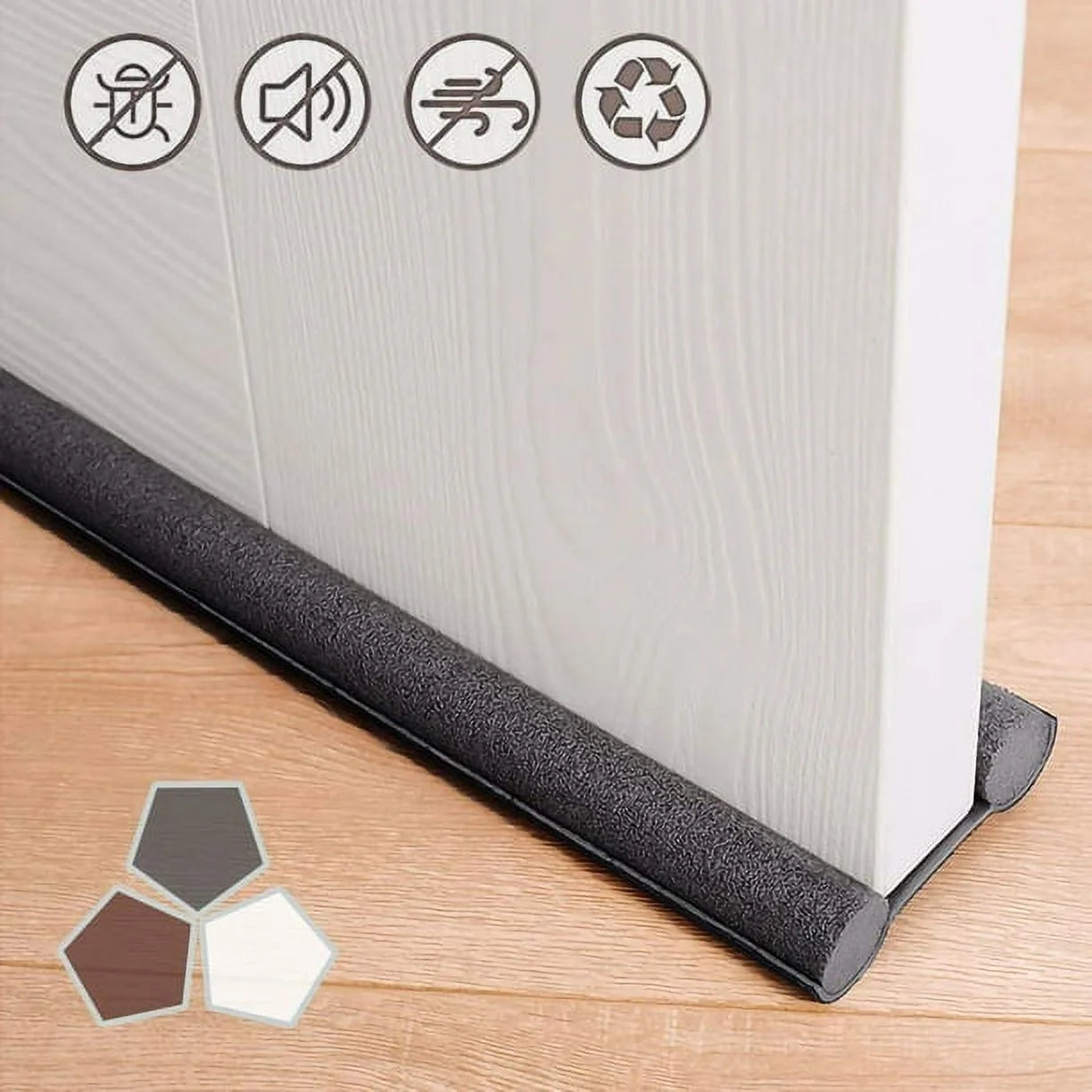 Under Door Draft Stopper 37 Inch Cuttable and Washable,Twin Door Draft Stopper,Energy Saving Door Weather Stripping Reduce Noise Window Breeze Blocker Adjustable Door Sweeps