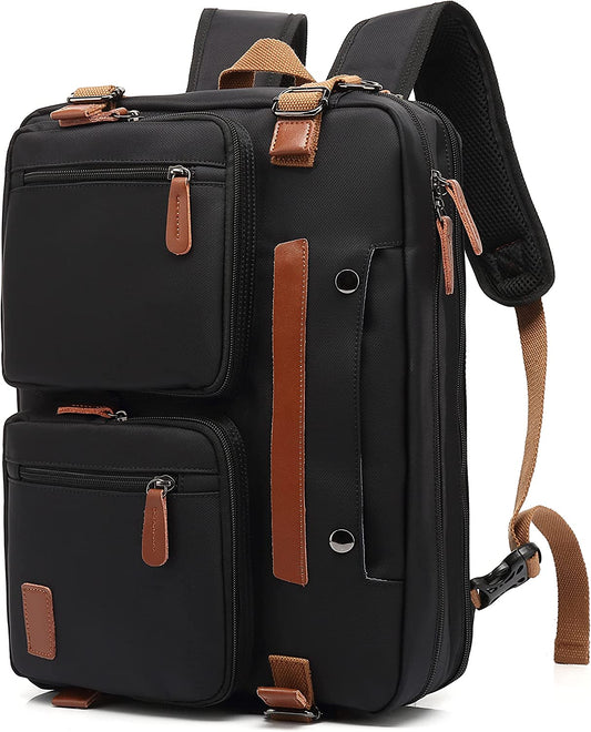 3 in 1 Laptop Bag for Men, 17.3 Inch Work Bags for Men, Laptop Backpack, Briefcases, Messenger Bag, Computer Bags for Laptops for Men Women, Black